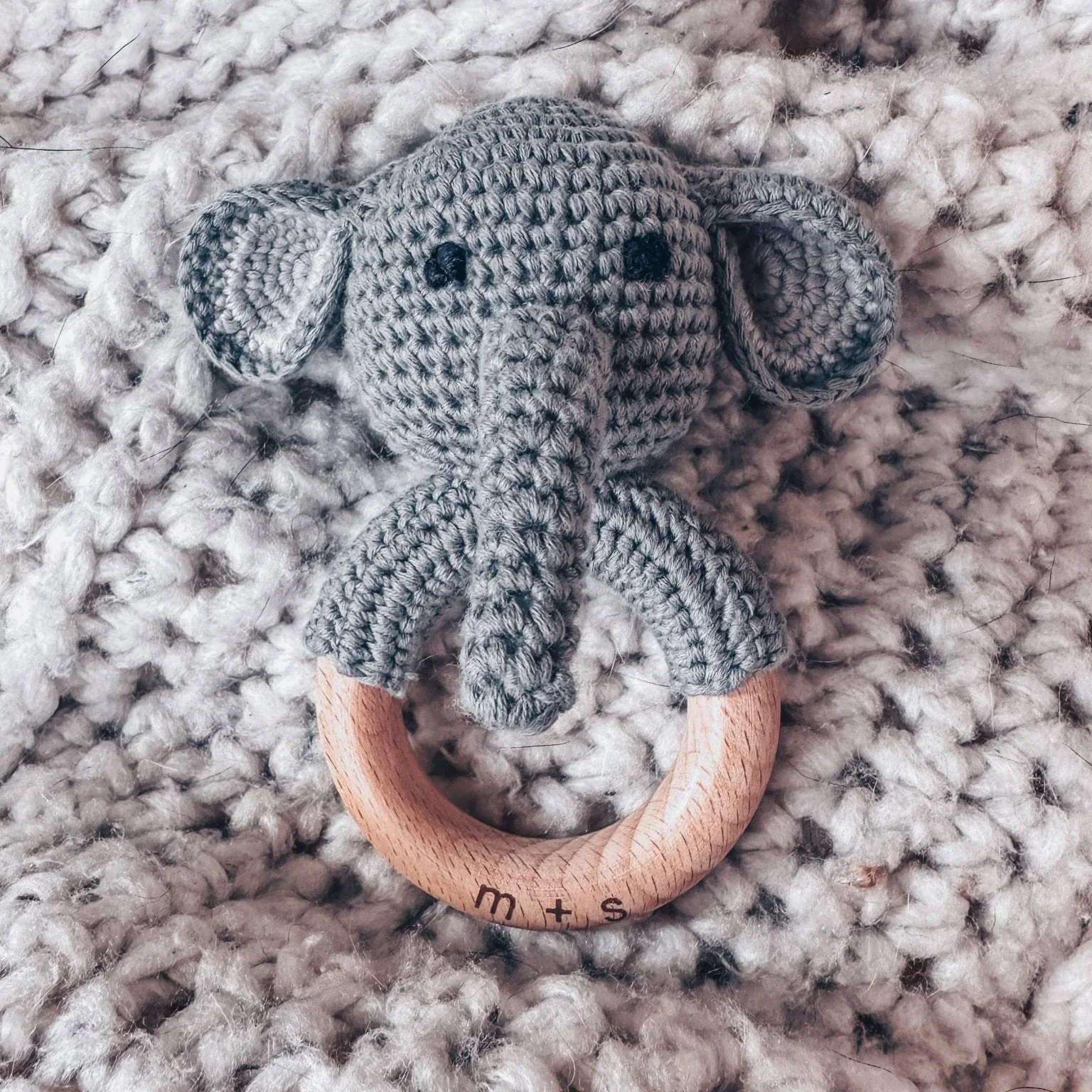 Elephant Hand Crochet Rattle - Image 3