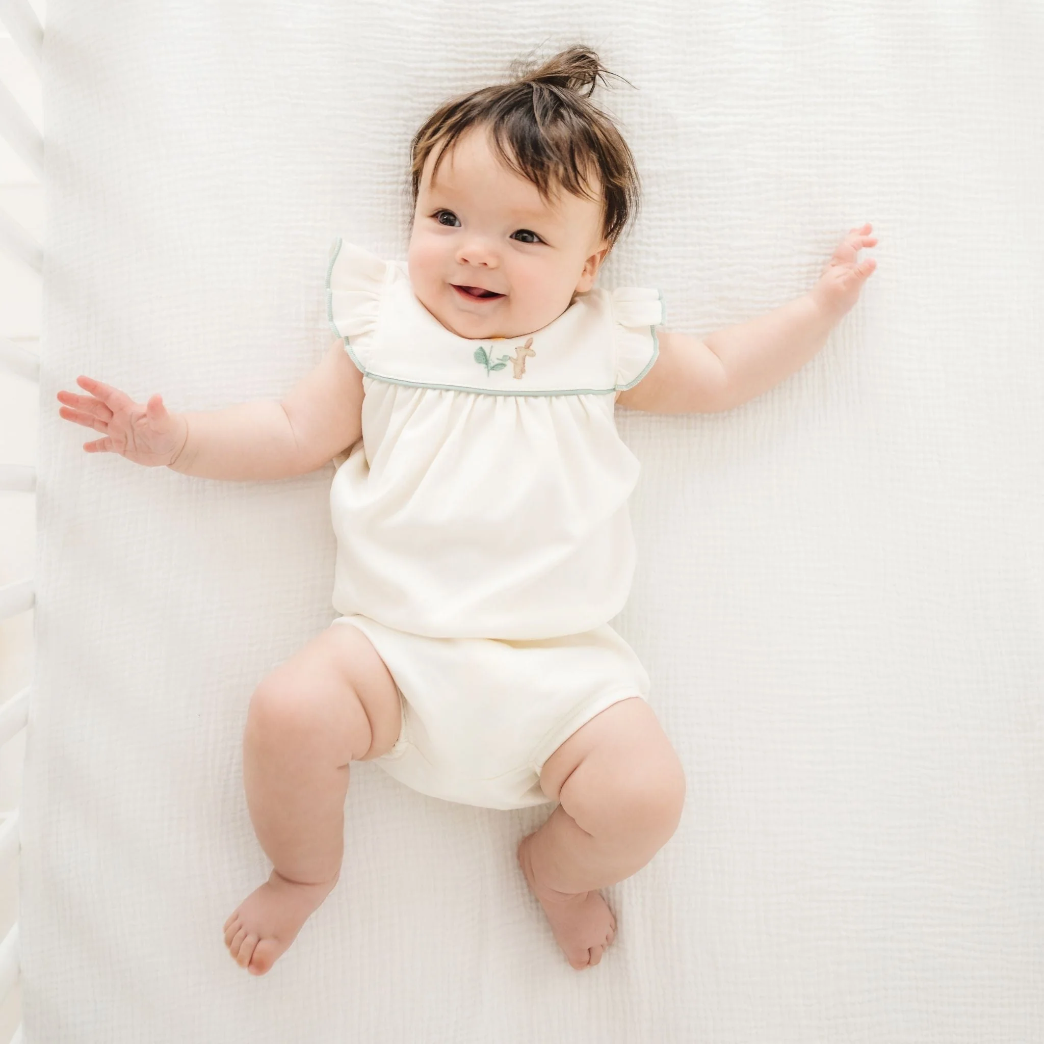 Bunny's Daisy Garden Embroidered Diaper Cover Set by Luna and Arlo - Image 3