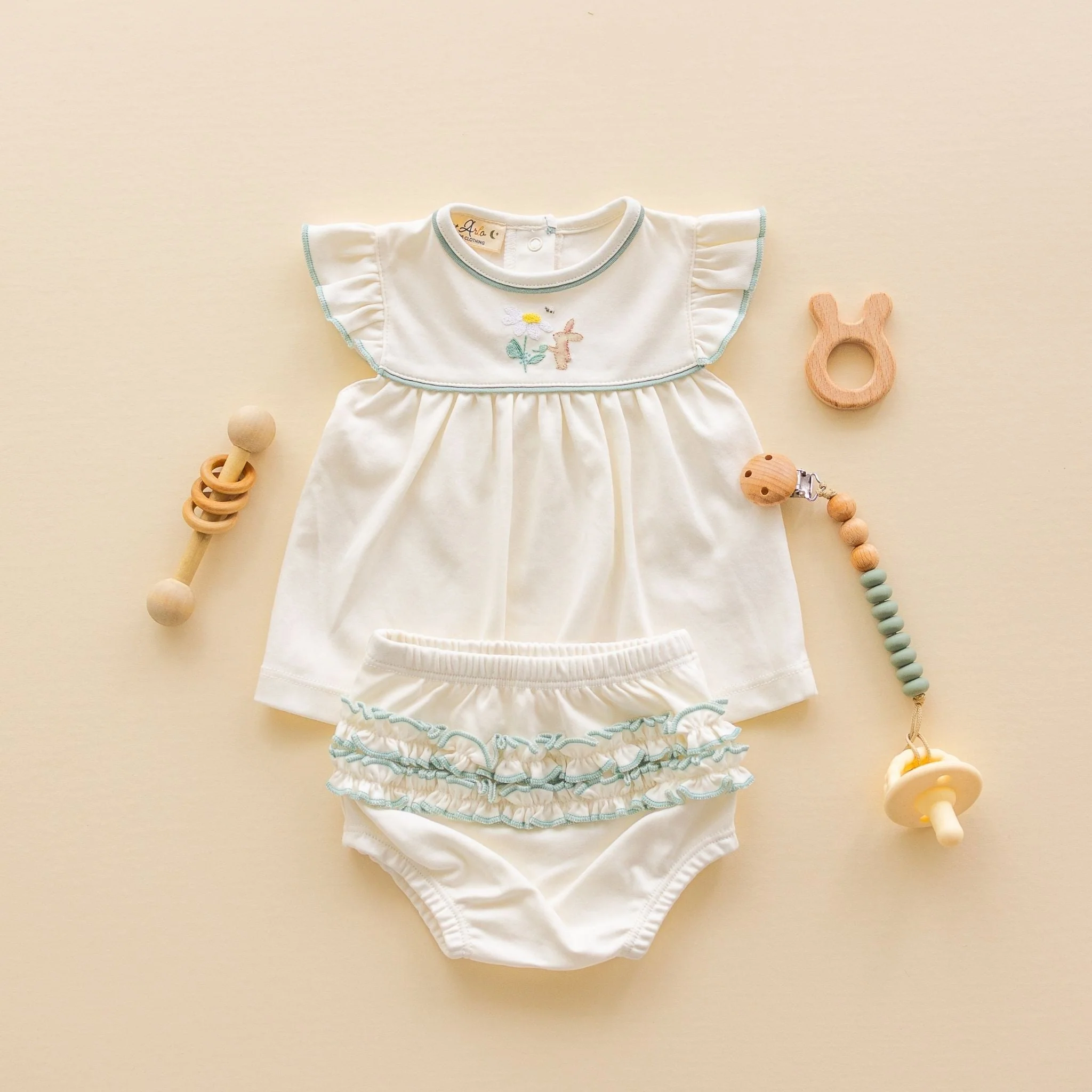 Bunny's Daisy Garden Embroidered Diaper Cover Set by Luna and Arlo - Image 5