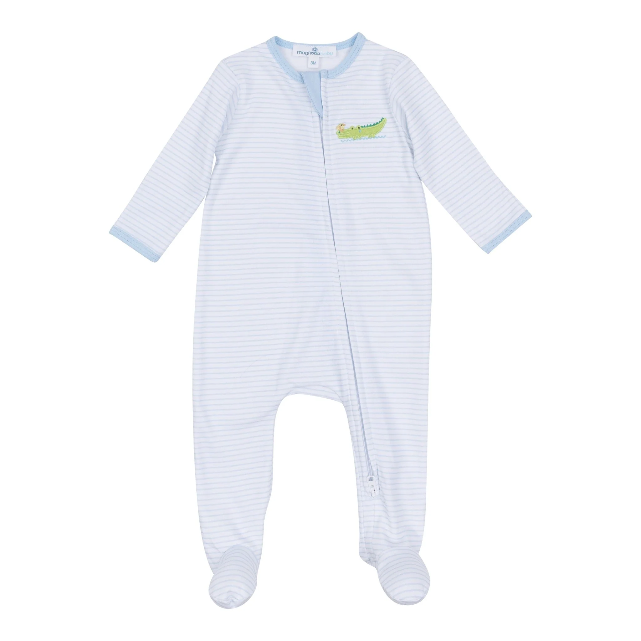 Bayou Babies Applique Zip Footie - Light Blue - Image 3