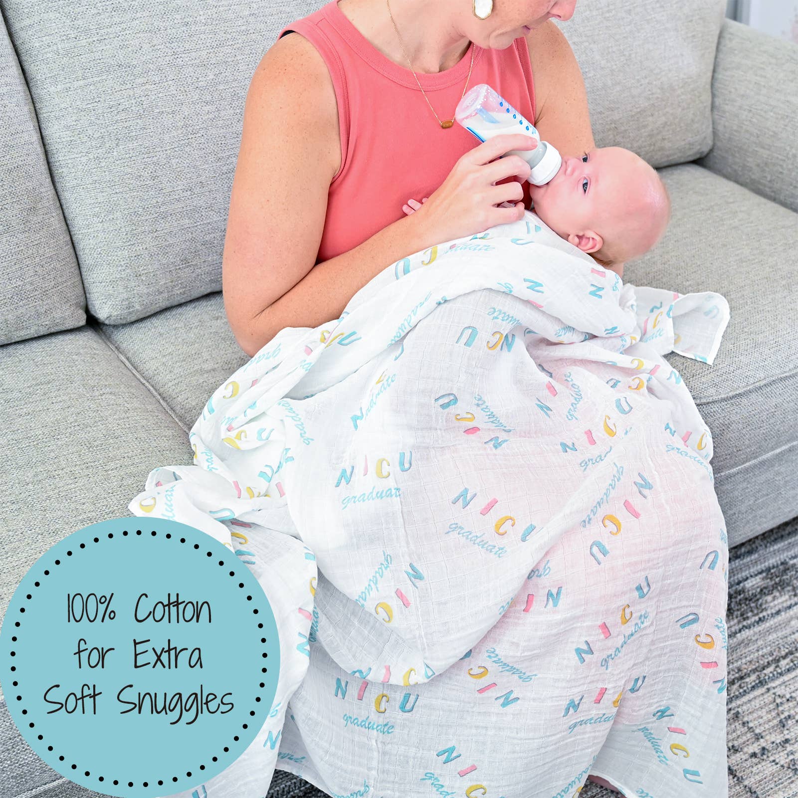 NICU Graduate Baby Muslin Swaddle Blanket - Image 4