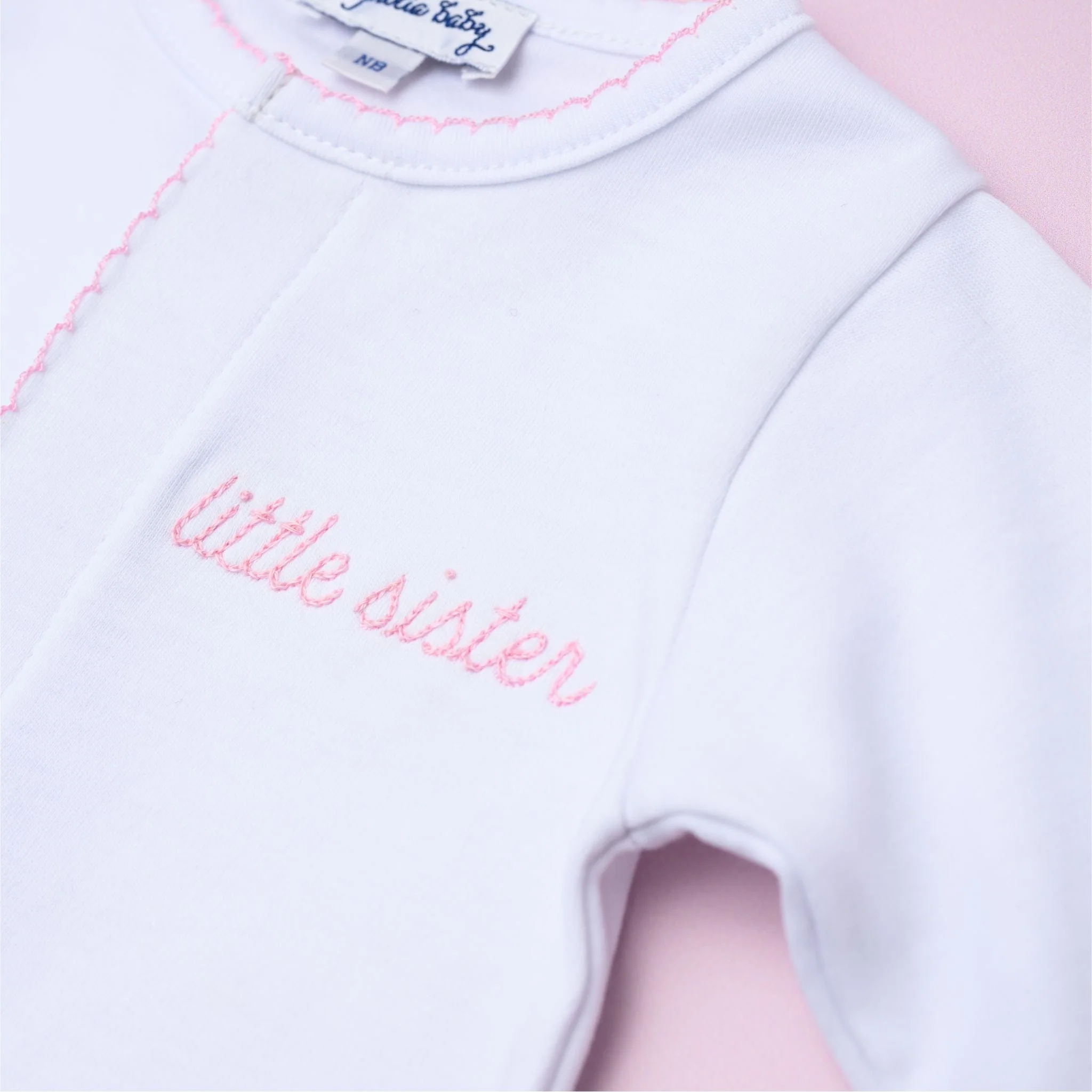 Little Sister Embroidered Footie - Image 4