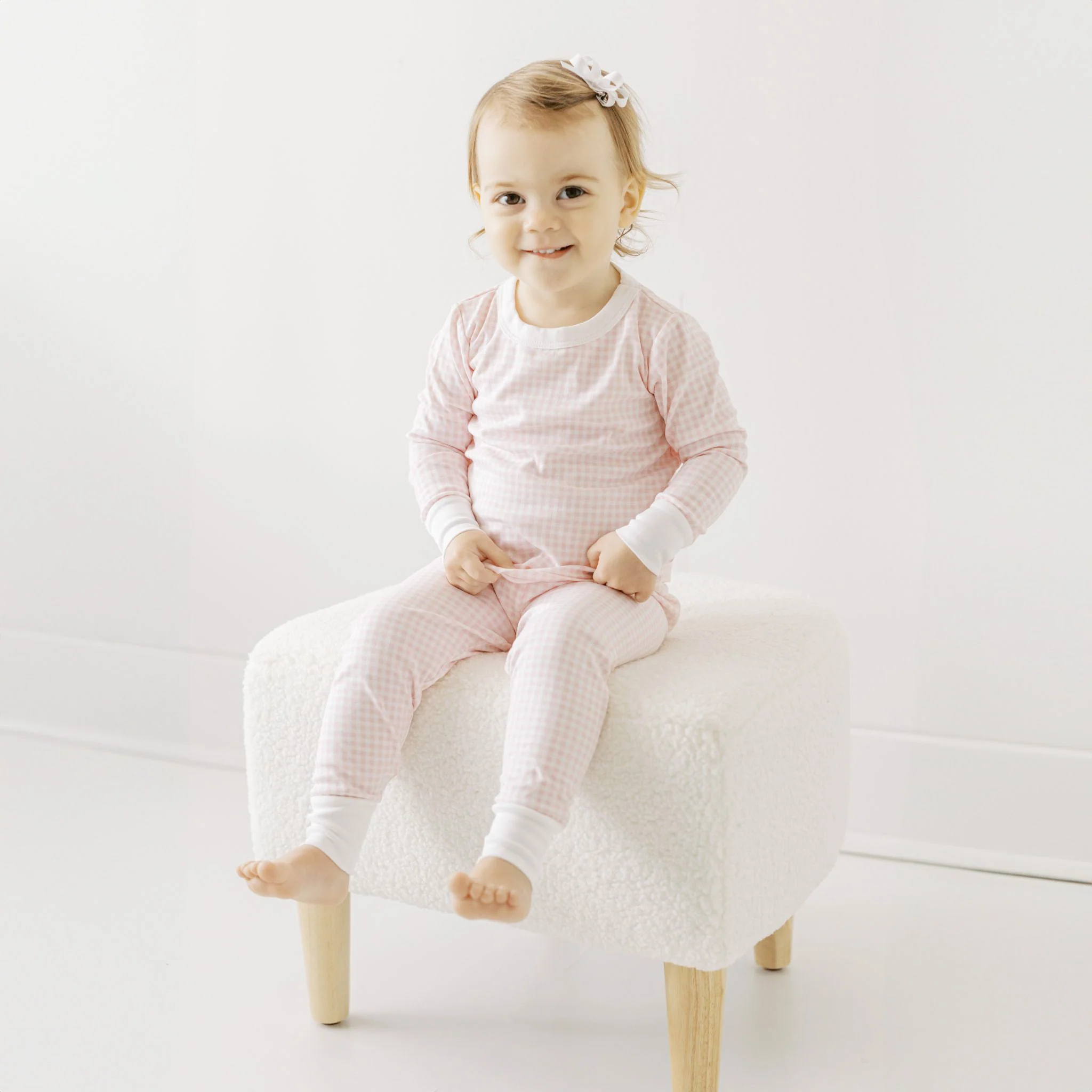 Mini Checks Long Pajamas - Pink - Image 5